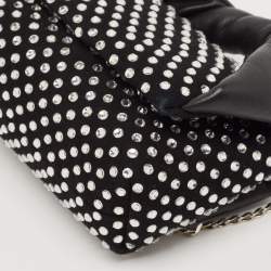 J.W.Anderson Black Leather and Suede Nano Crystals Twisted Chain Clutch