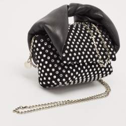 J.W.Anderson Black Leather and Suede Nano Crystals Twisted Chain Clutch