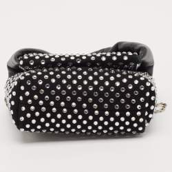 J.W.Anderson Black Leather and Suede Nano Crystals Twisted Chain Clutch