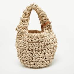 Pre Owned J.W.Anderson Off White Woven Fabric Popcorn Shoulder Bag