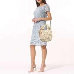 Pre Owned J.W.Anderson Off White Woven Fabric Popcorn Shoulder Bag