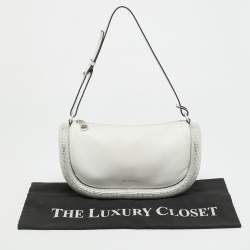 Pre Owned J.W.Anderson Bumper-15 Crystal Studded White Leather Shoulder Bag