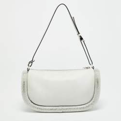Pre Owned J.W.Anderson Bumper-15 Crystal Studded White Leather Shoulder Bag