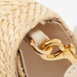 Pre Owned J.W.Anderson Beige Raffia and Leather Anchor Logo Crossbody Bag 