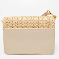 Pre Owned J.W.Anderson Beige Raffia and Leather Anchor Logo Crossbody Bag 
