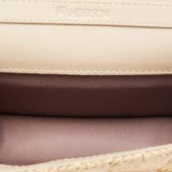 Pre Owned J.W.Anderson Beige Raffia and Leather Anchor Logo Crossbody Bag 