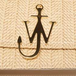 Pre Owned J.W.Anderson Beige Raffia and Leather Anchor Logo Crossbody Bag 