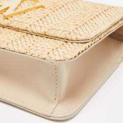 Pre Owned J.W.Anderson Beige Raffia and Leather Anchor Logo Crossbody Bag 