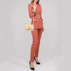 Pre Owned J.W.Anderson Beige Raffia and Leather Anchor Logo Crossbody Bag 