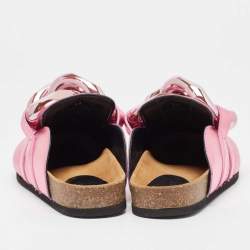 J.W. Anderson Pink Leather Chain-Link Accents Mules Size 38