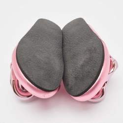 J.W. Anderson Pink Leather Chain-Link Accents Mules Size 38