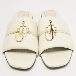 J.W.Anderson Cream Leather Slide Sandals Size 41