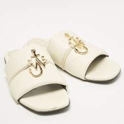 J.W.Anderson Cream Leather Slide Sandals Size 41