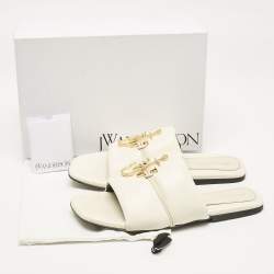 J.W.Anderson Cream Leather Slide Sandals Size 41