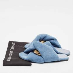 Pre Owned J.W.Anderson Blue Denim Chain Link Accents Flat Slide Sandals Size 41