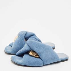 Pre Owned J.W.Anderson Blue Denim Chain Link Accents Flat Slide Sandals Size 41