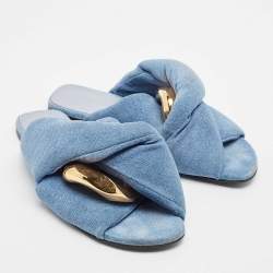 Pre Owned J.W.Anderson Blue Denim Chain Link Accents Flat Slide Sandals Size 41