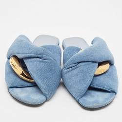 Pre Owned J.W.Anderson Blue Denim Chain Link Accents Flat Slide Sandals Size 41
