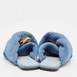 Pre Owned J.W.Anderson Blue Denim Chain Link Accents Flat Slide Sandals Size 41