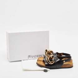 J.W. Anderson Black Leather Chain Link Flat Sandals Size 44