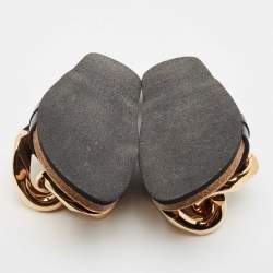 J.W. Anderson Black Leather Chain Link Flat Sandals Size 44