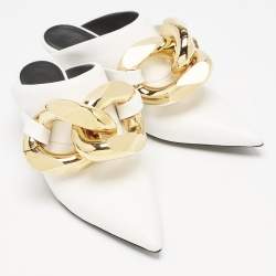 J.W.Anderson White Leather Chain Heel Mules Size 36