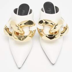 J.W.Anderson White Leather Chain Heel Mules Size 36