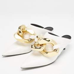 J.W.Anderson White Leather Chain Heel Mules Size 36