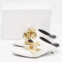 J.W.Anderson White Leather Chain Heel Mules Size 36