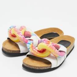J.W.Anderson White Leather Chain Flat Slides Size 36