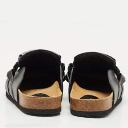 J.W.Anderson Black Leather Gourmet Chain Flat Mules Size 39