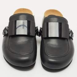J.W.Anderson Black Leather Gourmet Chain Flat Mules Size 39