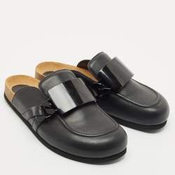 J.W.Anderson Black Leather Gourmet Chain Flat Mules Size 39