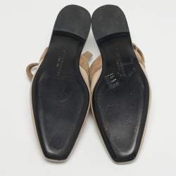 Pre Owned J.W.Anderson Beige Leather and Suede Ankle Wrap Mules Flats Size 40