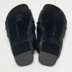 Pre Owned J.W.Anderson Black Leather Corner Flat Slides Size 36