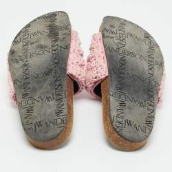 Pre Owned J.W.Anderson Light Pink Knot Rope Popcorn Flat Slide Sandals Size 39