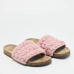 Pre Owned J.W.Anderson Light Pink Knot Rope Popcorn Flat Slide Sandals Size 39