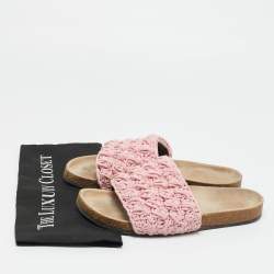 Pre Owned J.W.Anderson Light Pink Knot Rope Popcorn Flat Slide Sandals Size 39