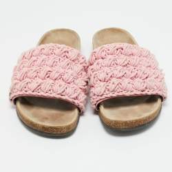 Pre Owned J.W.Anderson Light Pink Knot Rope Popcorn Flat Slide Sandals Size 39
