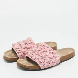 Pre Owned J.W.Anderson Light Pink Knot Rope Popcorn Flat Slide Sandals Size 39