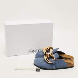 Pre Owned J.W.Anderson Chain Link Size 41 Blue Suede Flat Mules