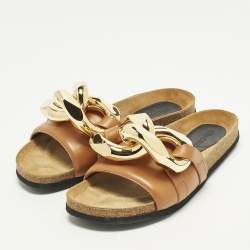 مملوكة مسبقًا J.W.Anderson Chain Link Size 42 Brown Leather Flat Slides