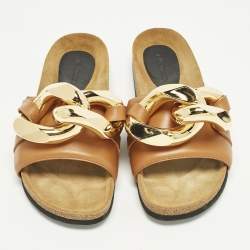 مملوكة مسبقًا J.W.Anderson Chain Link Size 42 Brown Leather Flat Slides