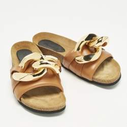 مملوكة مسبقًا J.W.Anderson Chain Link Size 42 Brown Leather Flat Slides