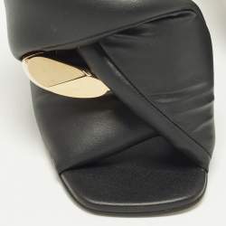 مملوكة مسبقًا حذاء سلايد ج.و. أندرسون جلد أسود بتفاصيل سلسلة ملتوية مقاس 40.5