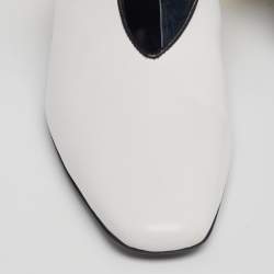 J.W. Anderson White/Black Suede And Leather Tie Cylindrical Heel Mules Size 41 