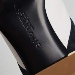 J.W. Anderson White/Black Suede And Leather Tie Cylindrical Heel Mules Size 41 