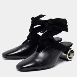 J.W.Anderson Black Leather And Suede Ankle Tie Cylindrical Heel
