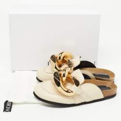 J.W.Anderson Off White Leather Chain Link Flat Mules Size 36
