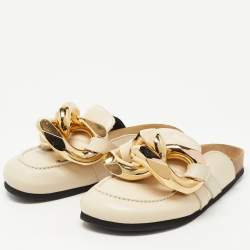 J.W.Anderson Off White Leather Chain Link Flat Mules Size 36
